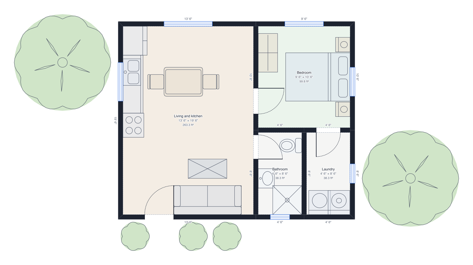 Backyard cottage (ADU) floor plan