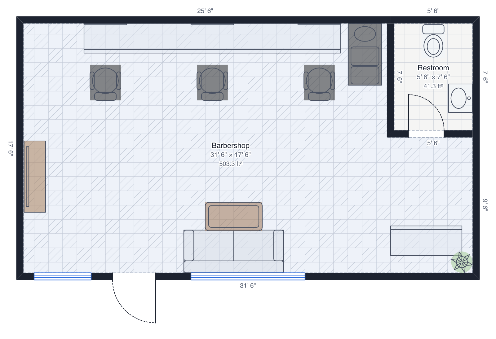 Barbershop floor plan