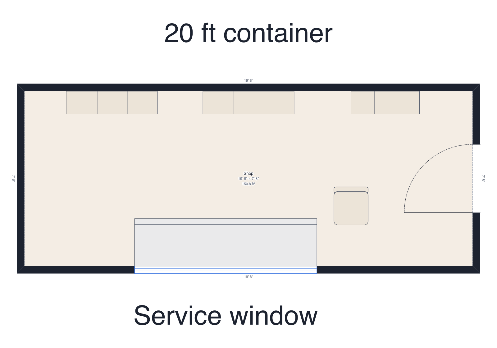 20 ft container shop floor plan