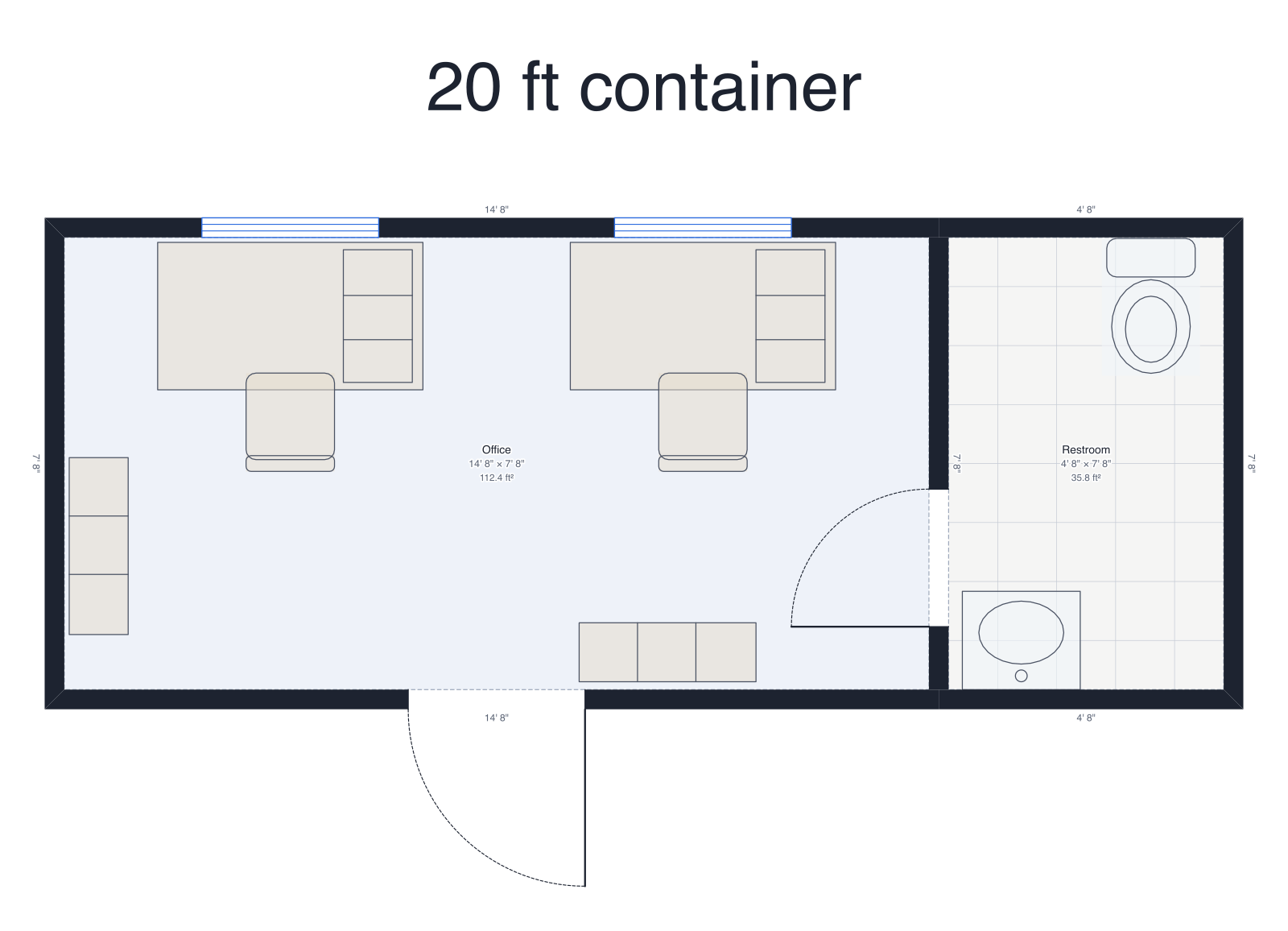 20 ft site office floor plan