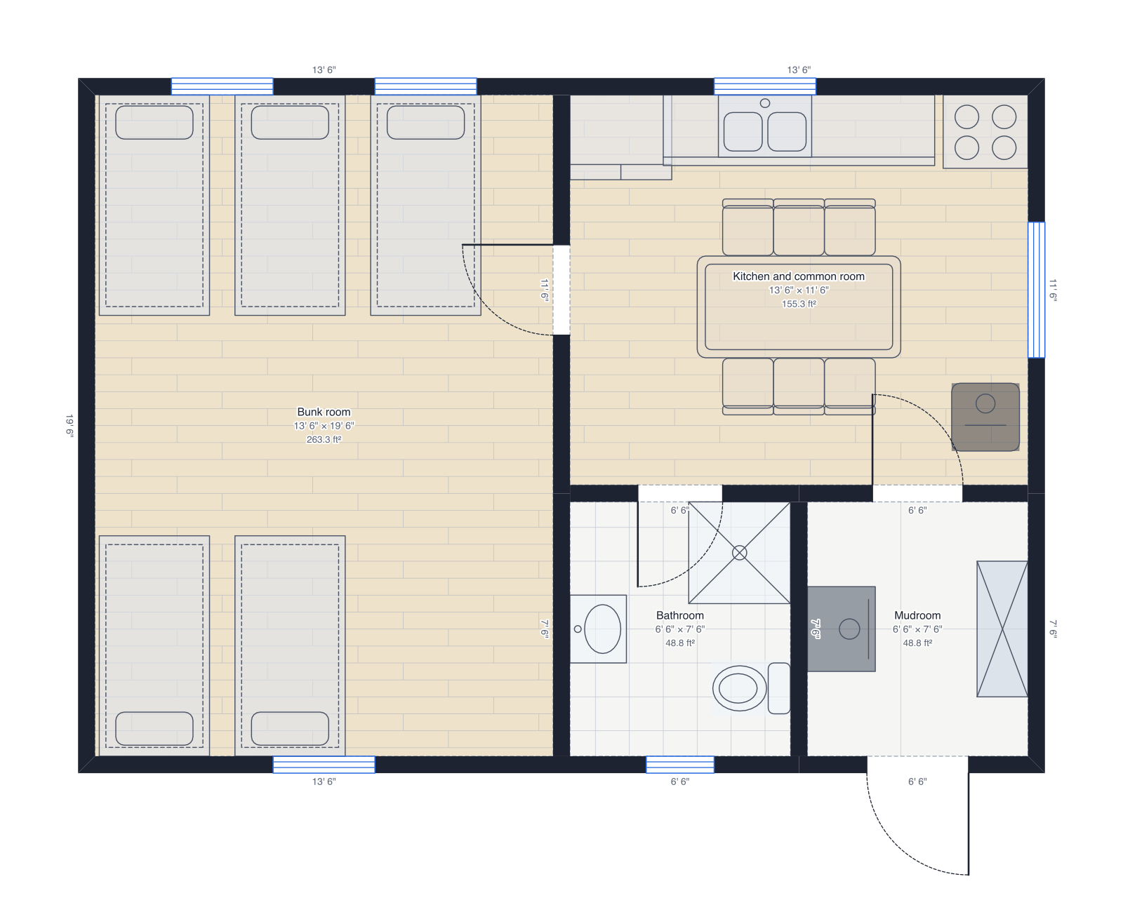 Deer camp bunkhouse floor plan