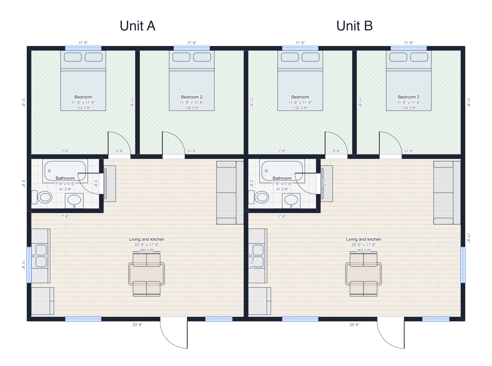 Duplex floor plan