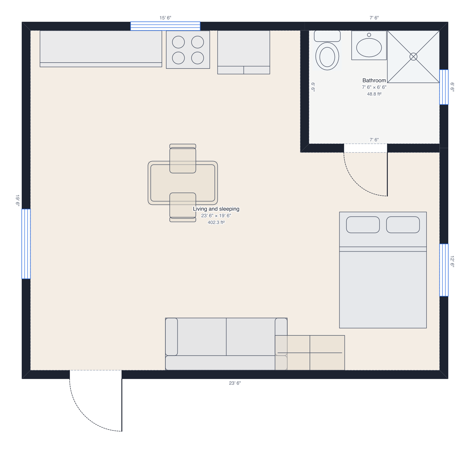 Studio apartment floor plan