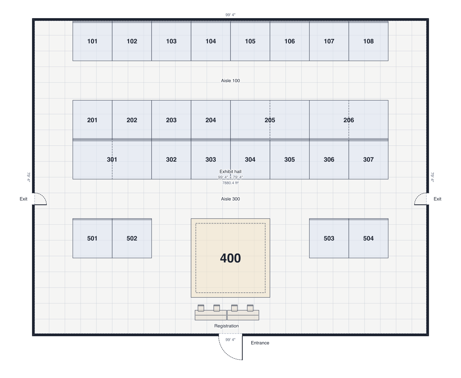 Trade show floor floor plan